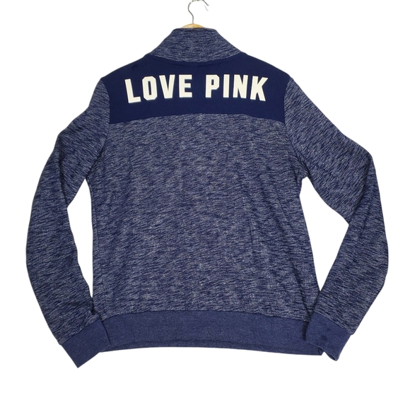 PINK Victoria's Secret Pull Over Heather Navy Blue Sweatshirt Size Medium - Picture 2 of 11
